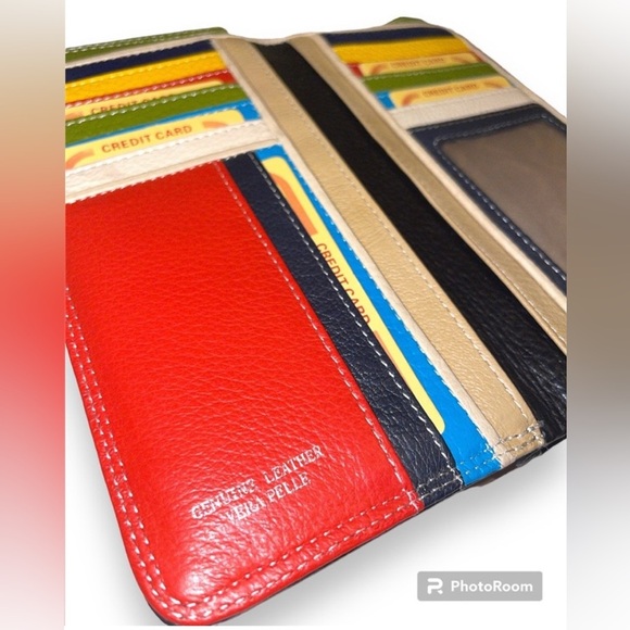 Vera Pelle Handbags - Vera Pelle Genuine Leather Multicolored Card Holder Wallet coin purse